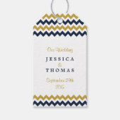 Die moderne Zickzack Hochzeitskollektion - Navy &  Geschenkanhänger (Vorderseite)