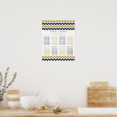 Die moderne Zickzack Hochzeitskollektion - Navy &  Poster (Küche)