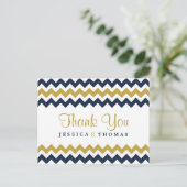 Die moderne Zickzack Hochzeitskollektion - Navy & Postkarte (Stehend Vorderseite)