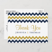 Die moderne Zickzack Hochzeitskollektion - Navy & Postkarte (Vorne/Hinten)