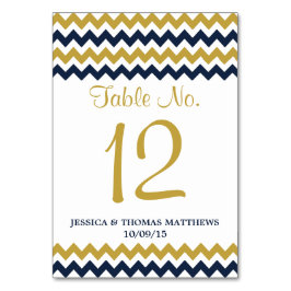 Die moderne Zickzack Hochzeitskollektion - Navy &  Tischnummer