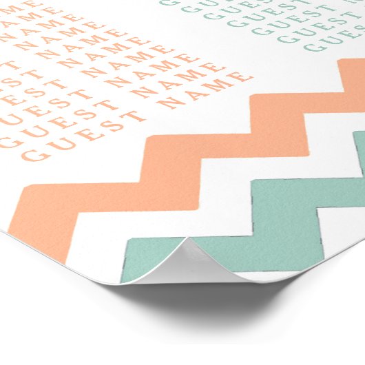 Die moderne Zickzack Hochzeitskollektion Peach & M Poster (Ecke)