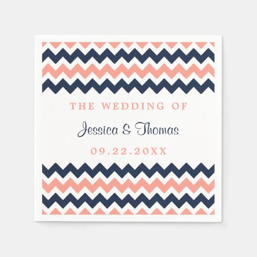 Die moderne Zickzack Hochzeitskollektion Rosa & Na Serviette (Vorderseite)