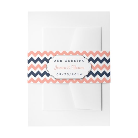 Die moderne Zickzack Hochzeitskollektion - Rosa un Einladungsbanderole (Vorderseite Beispiel)