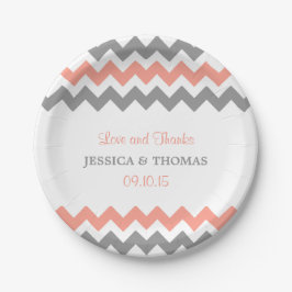 Die moderne Zickzack Hochzeitskollektion - rosa un Pappteller