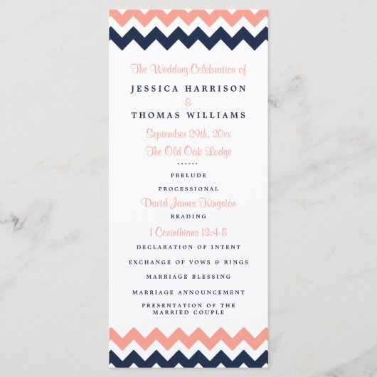 Die moderne Zickzack Hochzeitskollektion - Rosa un Programm (Vorderseite)