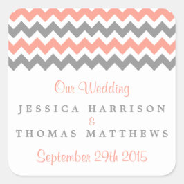 Die moderne Zickzack Hochzeitskollektion - rosa un Quadratischer Aufkleber