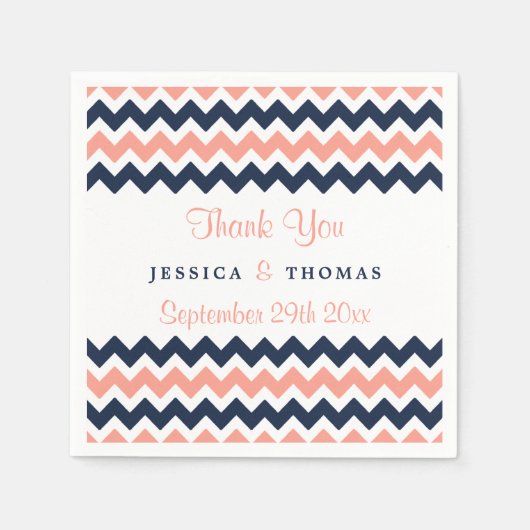 Die moderne Zickzack Hochzeitskollektion - Rosa un Serviette (Vorderseite)