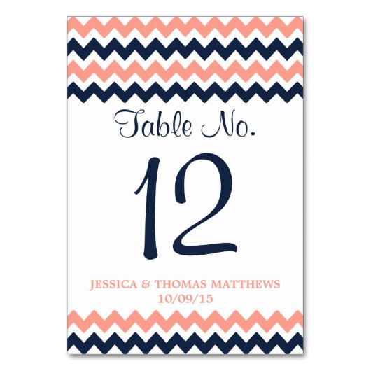 Die moderne Zickzack Hochzeitskollektion - Rosa un Tischnummer (Rückseite)