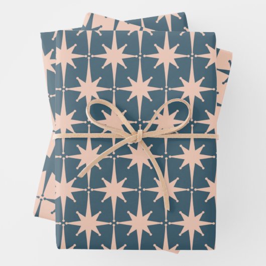 Die modernen 50er-Sternexplosionen des Retro-Mitte Geschenkpapier Set (Beispiel)
