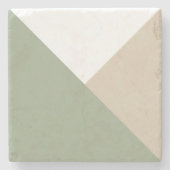 Die modernen Farbblockdreiecke sind grün beige Steinuntersetzer (Vorderseite)