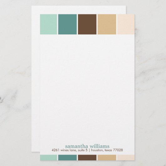 Die modernen Farbblöcke Grün und Braun Briefpapier (Vorne/Hinten)