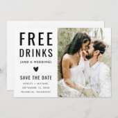 Die modernen Getränke in den Farben Schwarz und We Save The Date (Vorne/Hinten)