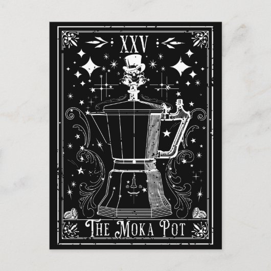 Die Moka Pot Kaffee Tarot Karte (Vorderseite)