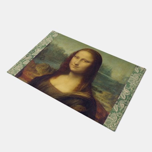 Die Mona Lisa durch Leonardo da Vinci Fußmatte (Schrägansicht)
