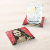 Die Mona Lisa im BAUHAUS-Stil Glasuntersetzer (Schrägansicht)