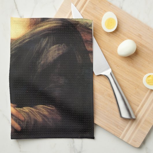 Die Mona Lisa Leonardo da Vinci Geschirrtuch (Viertel Falte)