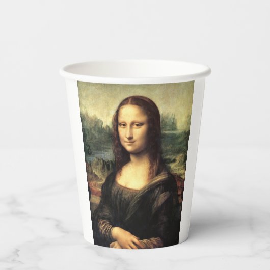Die Mona Lisa Leonardo da Vinci Pappbecher (Rückseite)