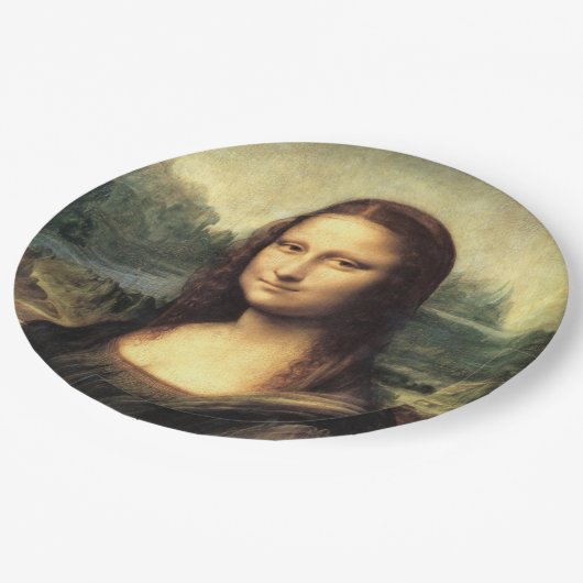 Die Mona Lisa Leonardo da Vinci Pappteller (Schrägansicht)