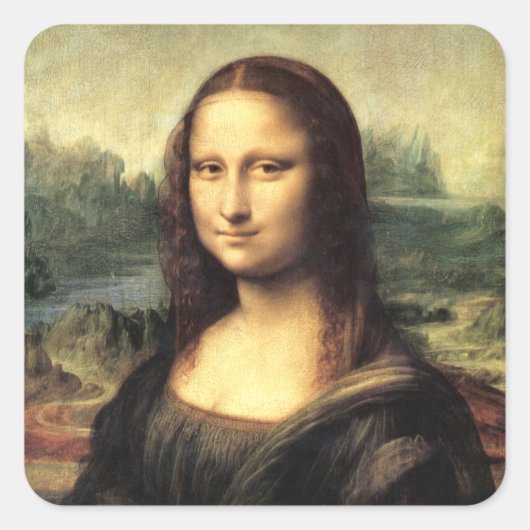 Die Mona Lisa Leonardo da Vinci Quadratischer Aufkleber (Vorderseite)