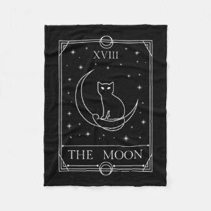 Die Mond Tarot Card Black Cat Hexe Occult Magie Fleecedecke
