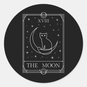 Die Mond Tarot Card Black Cat Hexe Occult Magie Runder Aufkleber