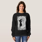 Die Mond-Tarot-Karte schreit schwarze Katze Cresce Sweatshirt (Vorne ganz)