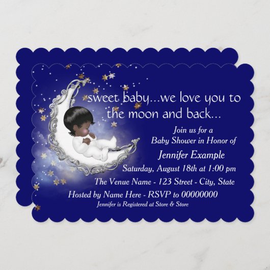 Die Mond- und Rückendusche Einladung (Vorne/Hinten)