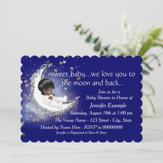 Die Mond- und Rückendusche Einladung (Stehend Vorderseite)