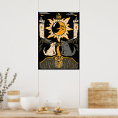 Die Mondkarte Der 18. Tarot-Kartenrücklauf Vintag Poster (Küche)