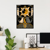 Die Mondkarte Der 18. Tarot-Kartenrücklauf Vintag Poster (Heimbüro)