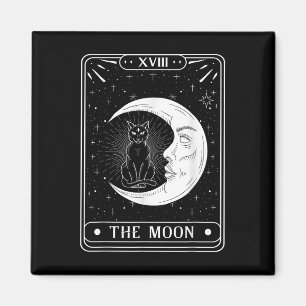 Die Mondkarte Tarot Crescent Moon und Cat Graphic Magnet