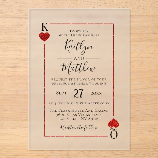 Die Mongram Playing Card Wedding Collection Acryleinladungen (Vorderseite)