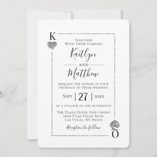 Die Mongram Playing Card Wedding Collection Einladung (Vorderseite)