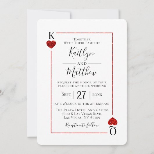 Die Mongram Playing Card Wedding Collection Einladung (Vorderseite)