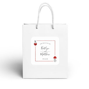 Die Mongram Playing Card Wedding Collection Quadratischer Aufkleber