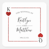 Die Mongram Playing Card Wedding Collection Quadratischer Aufkleber (Vorderseite)