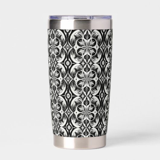 Die monochrome Blütenflasche Thermobecher (Vorderseite)
