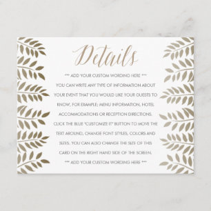 Die monochrome Fern Woodland Wedding Collection Begleitkarte