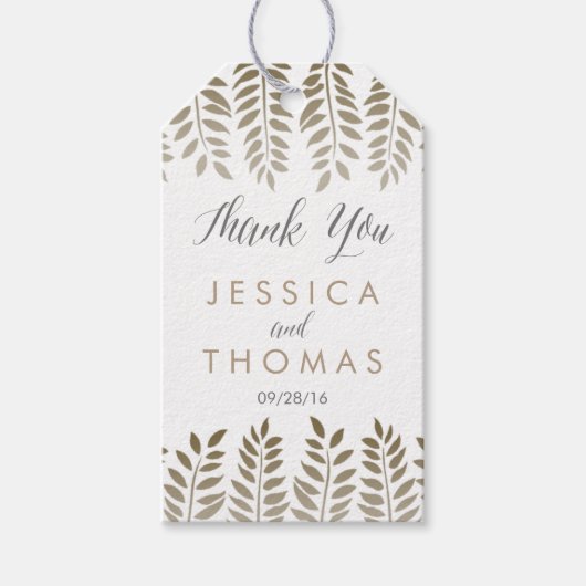 Die monochrome Fern Woodland Wedding Collection Geschenkanhänger (Vorderseite)