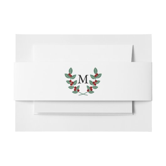 Die Monogram Berry Bush Wedding Collection Einladungsbanderole (Vorderseite Beispiel)