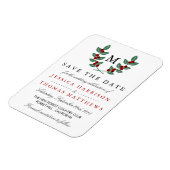 Die Monogram Berry Bush Wedding Collection Magnet (Linke Seite)