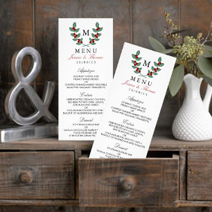 Die Monogram Berry Bush Wedding Collection - Menü Menükarte