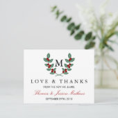 Die Monogram Berry Bush Wedding Collection Postkarte (Stehend Vorderseite)
