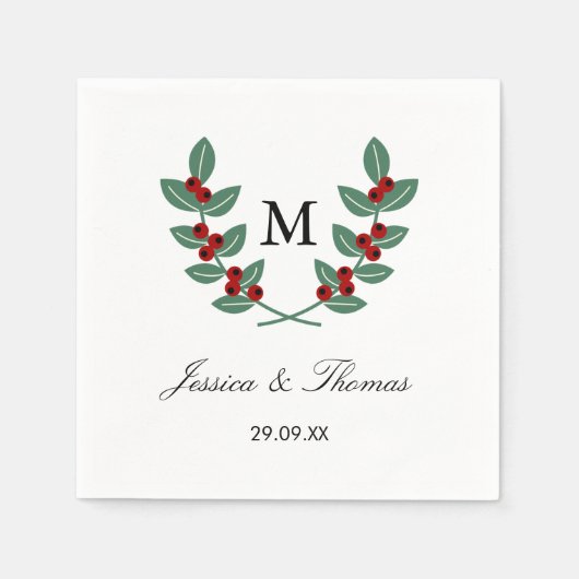 Die Monogram Berry Bush Wedding Collection Serviette (Vorderseite)