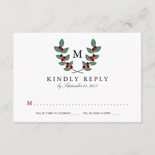 Die Monogram Berry Bush Wedding Collection - UAWG RSVP Karte (Vorderseite)