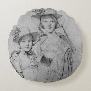 Die Montagu Schwestern in Rom, 1815 Rundes Kissen