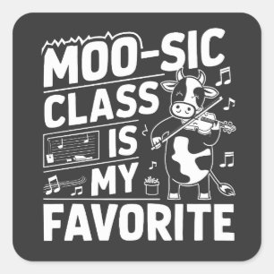 Die Moo-sic Class ist meine Lieblings-Funny-Moo-Ku Quadratischer Aufkleber