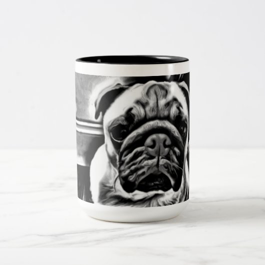 Die Mops-Tasse Zweifarbige Tasse (Mittel)