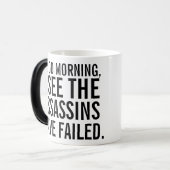 "Die Mörder haben versagt" Kaffee-Tasse Verwandlungstasse (Vorderseite Links)